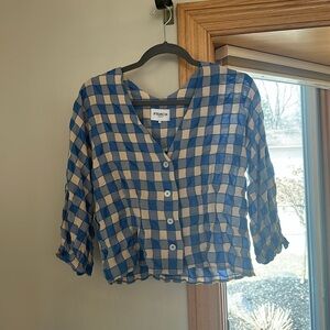 FRNCH BLUE GINGHAM BLOUSE XS